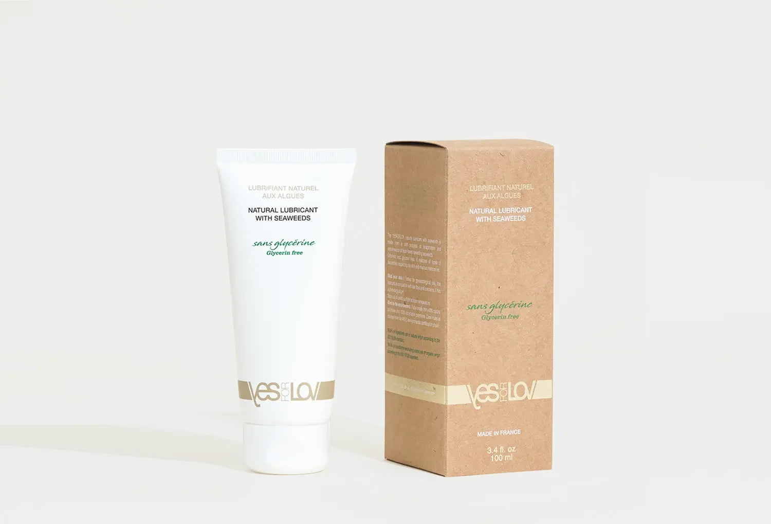 Lubrificante íntimo com algas orgânicas Yesforlov, tubo de 100 ml — vista de frente