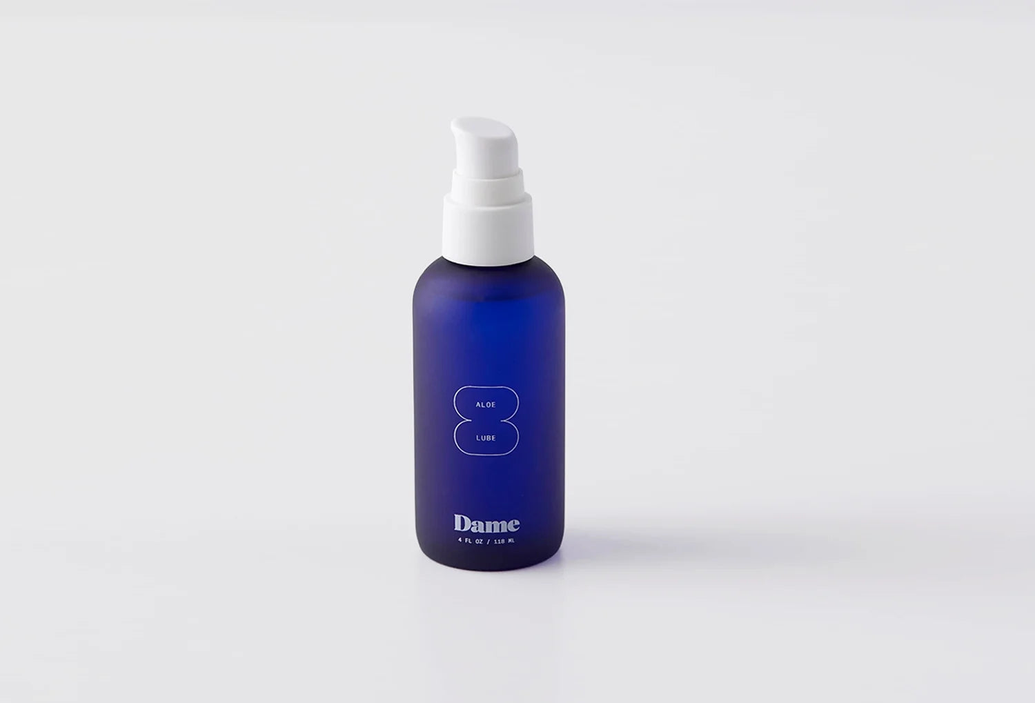 Lubrificante íntimo Dame Aloe Lube num frasco azul — vista de frente