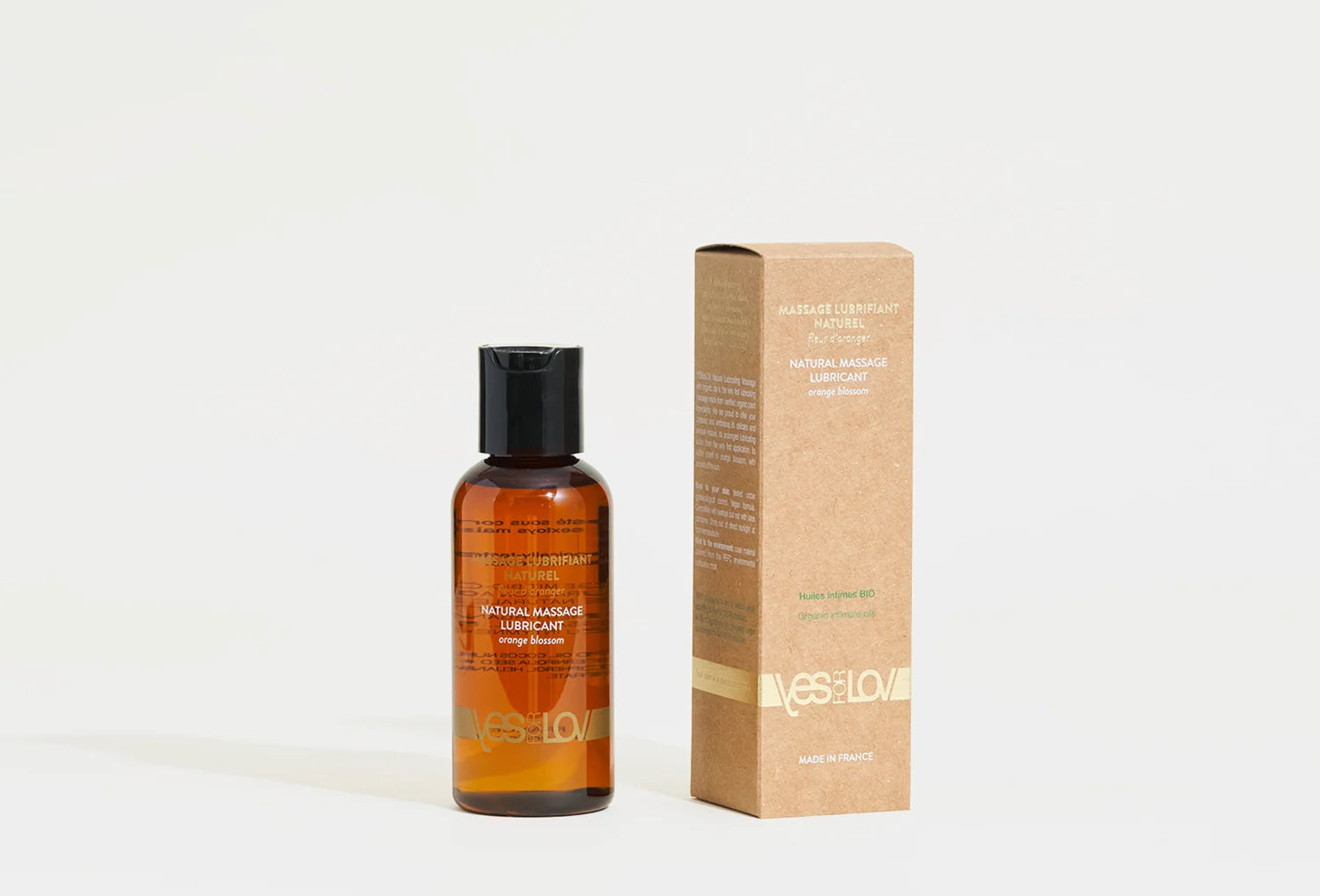 Óleo de massagem e lubrificante íntimo com flor de laranjeira Yesforlov, frasco de 100 ml — vista de frente