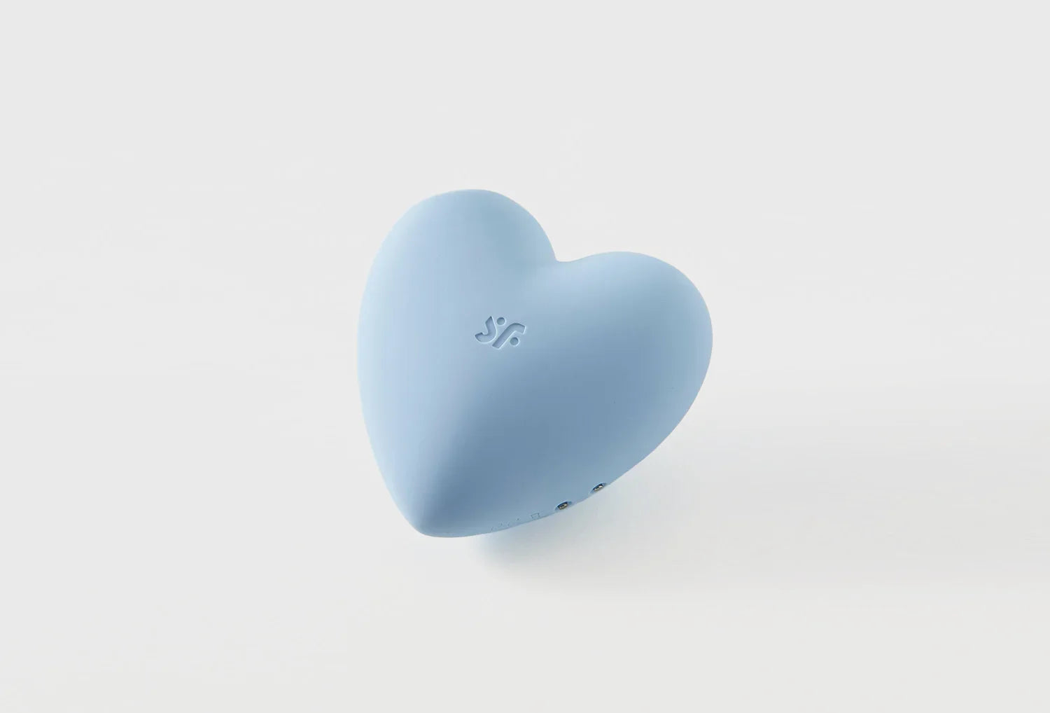 Sugador de clitóris Satisfyer Cutie Heart em silicone de cor azul claro — vista de cima