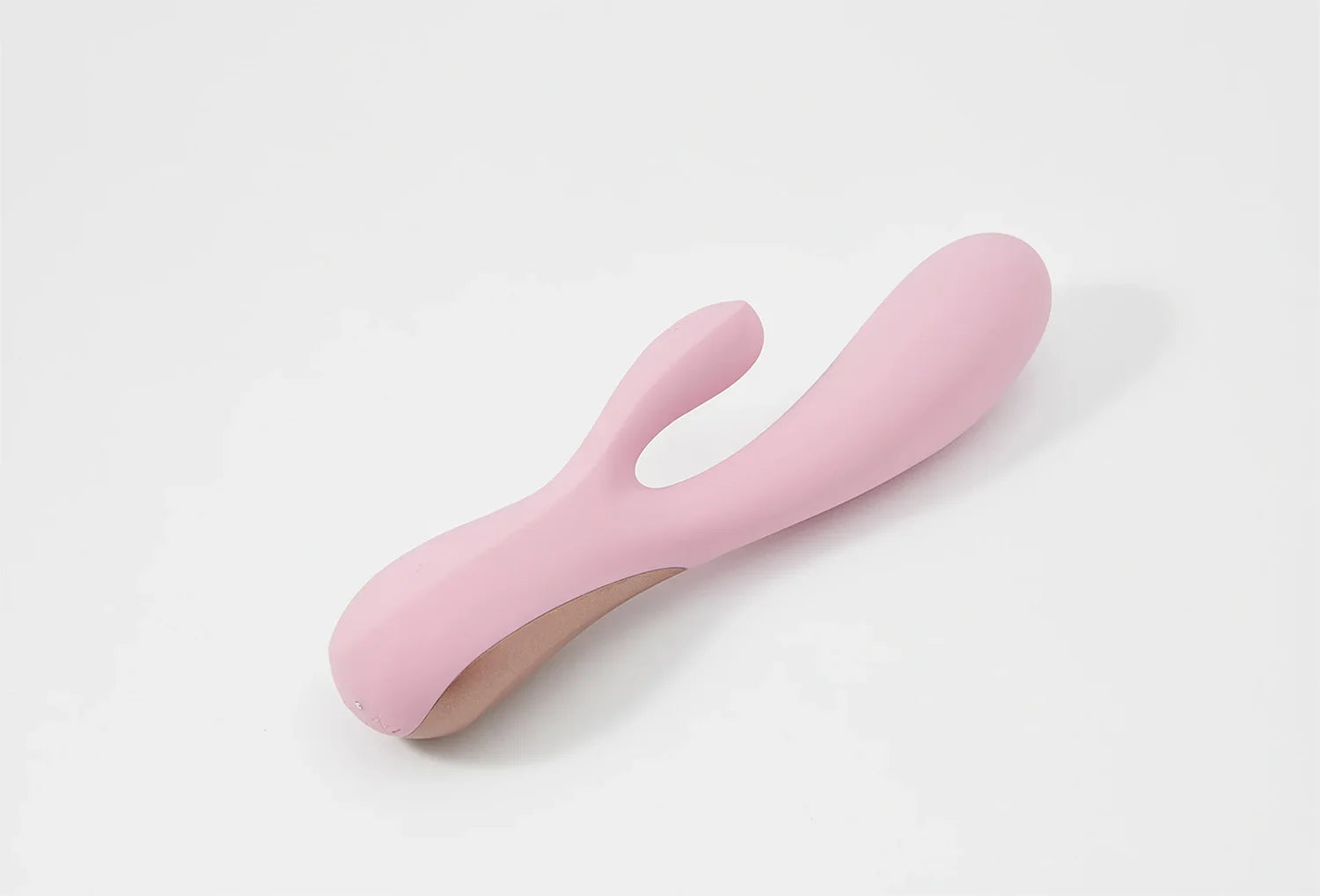 Vibrador duplo Satisfyer Mono Flex em silicone de cor rosa claro — vista de cima