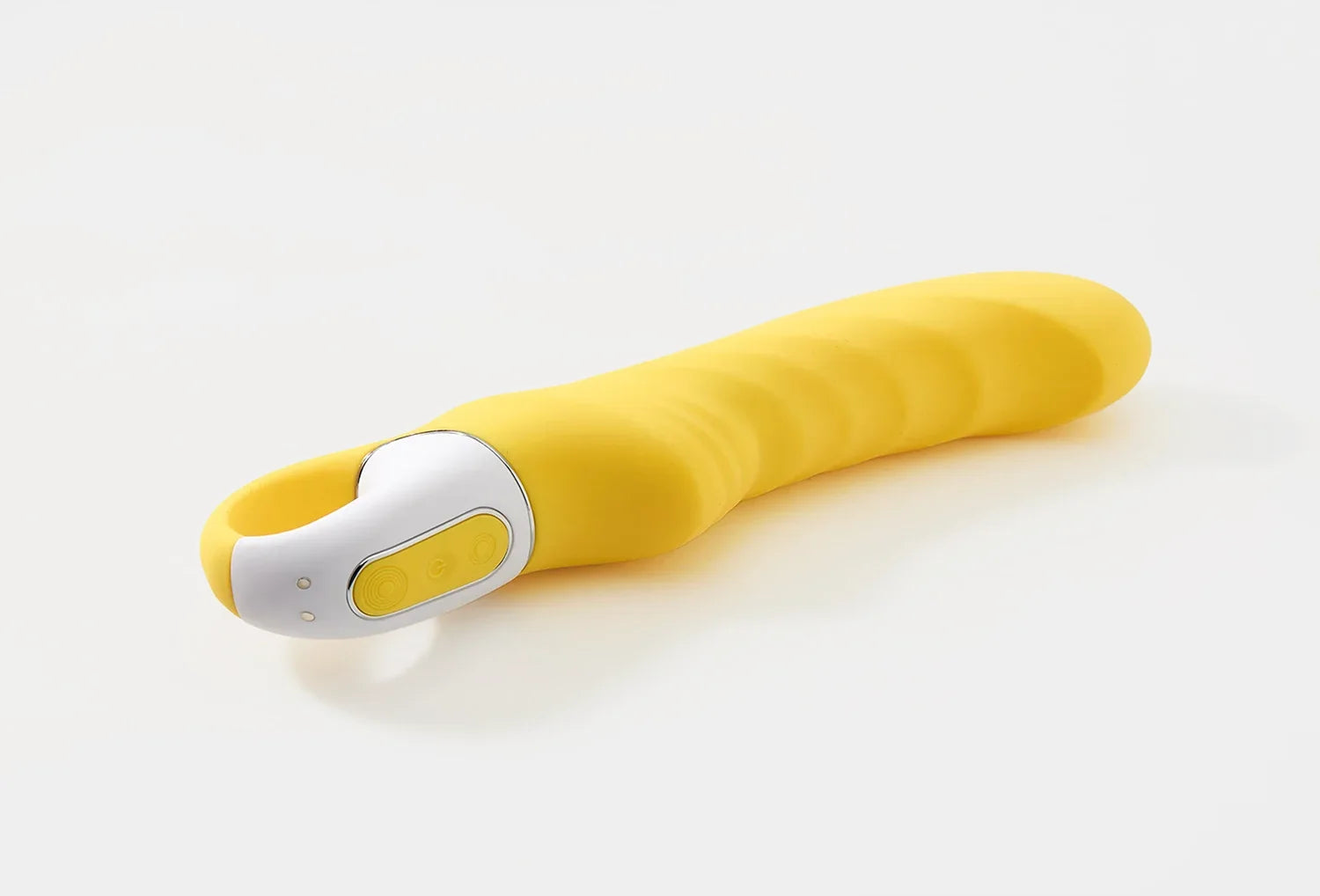 Vibrador para ponto G Satisfyer Yummy Sunshine em silicone de cor amarelo — vista de cima