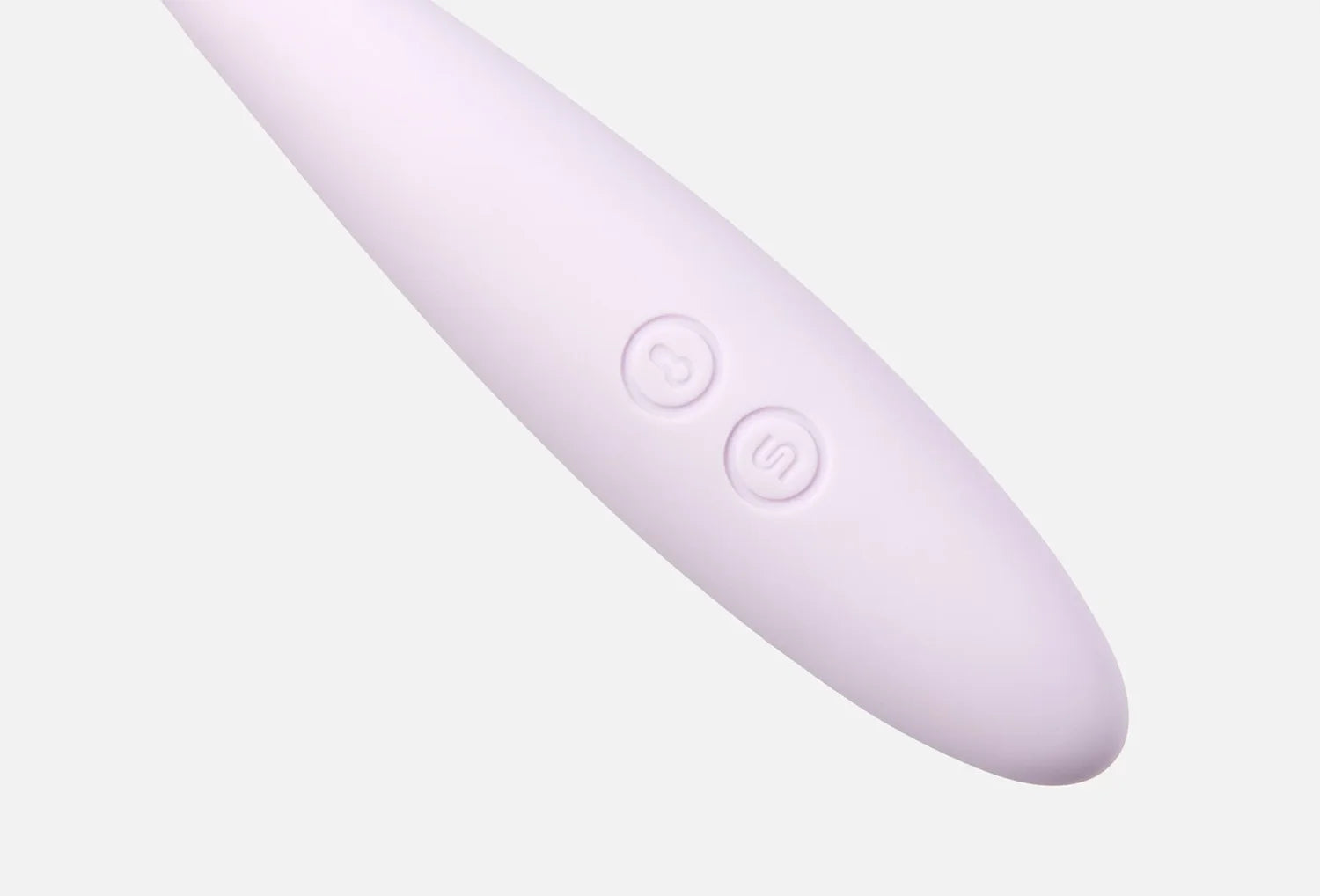 Vibrador para ponto G Svakom Cici 2 em silicone de cor lavanda — zoom dos botões na base